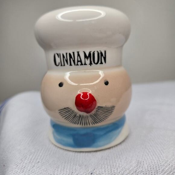 Ceramic Chef Head Spice Shakers Set - Allspice Cinnamon Paprika - Picture 5 of 7